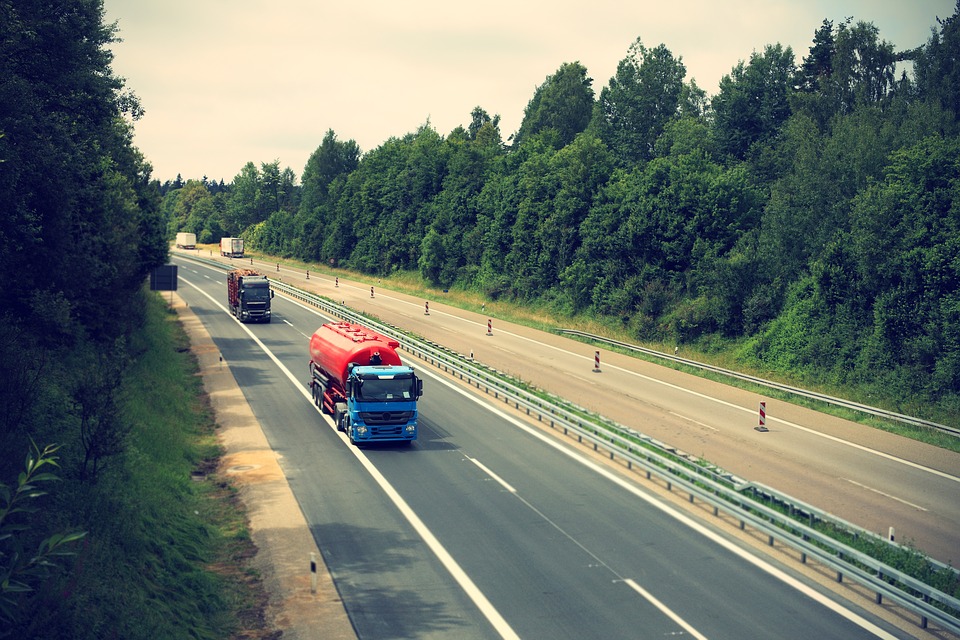 trucks on a highway